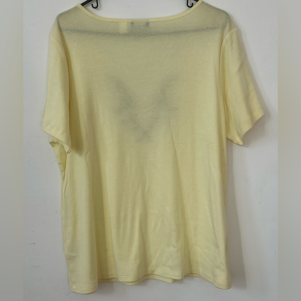 Basic Editions Yellow Floral Embroidered Top 1X Plus Size - Picture 5 of 9